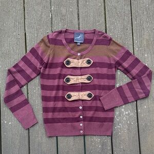 Knitted Dove Sz M Striped Cardigan Sweater